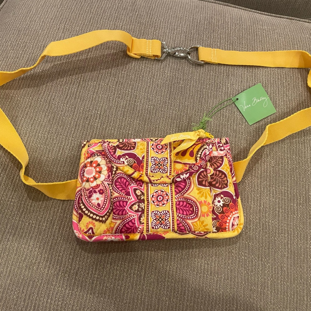 Vera Bradley Yellow Pink Paisley Quilted Crossbody